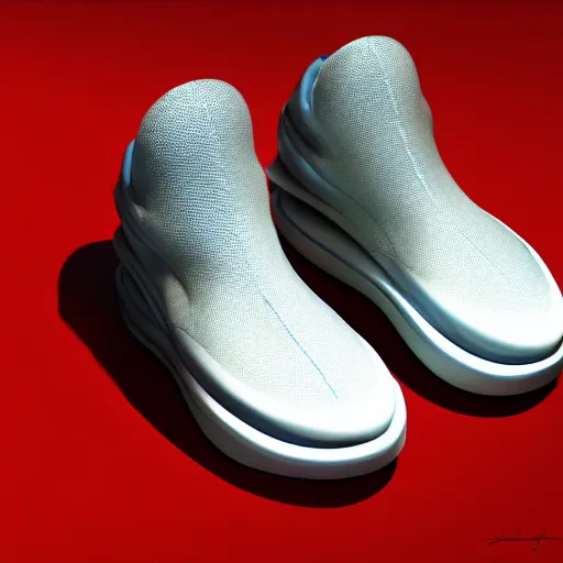 Image similar to futuristic balenciaga sneakers by james jean, subsurface scattering, highly detailed, rim light, art, cinematic lighting, very coherent, hyper realism, high detail, 8 k