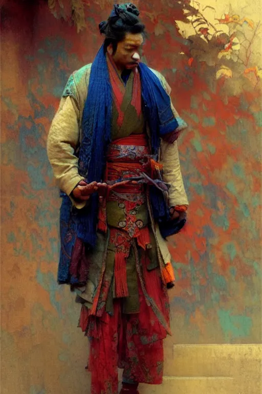 Prompt: attractive man, ming dynasty, cool colors, painting by gaston bussiere, craig mullins, greg rutkowski, alphonse mucha