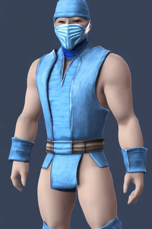 Image similar to sub - zero from mortal kombat 3 d render