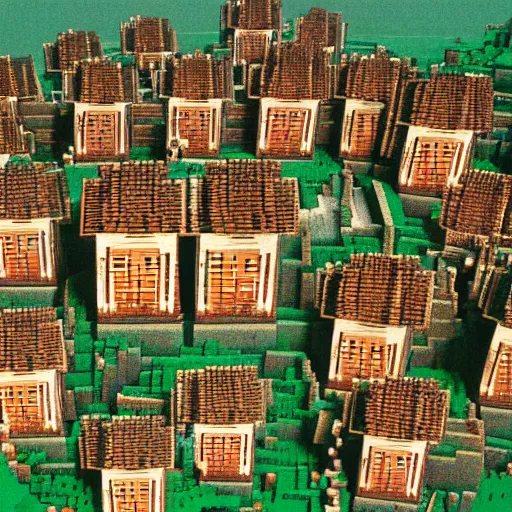 Prompt: minecraft village, portrait, by annie liebovitz, 3 5 mm film