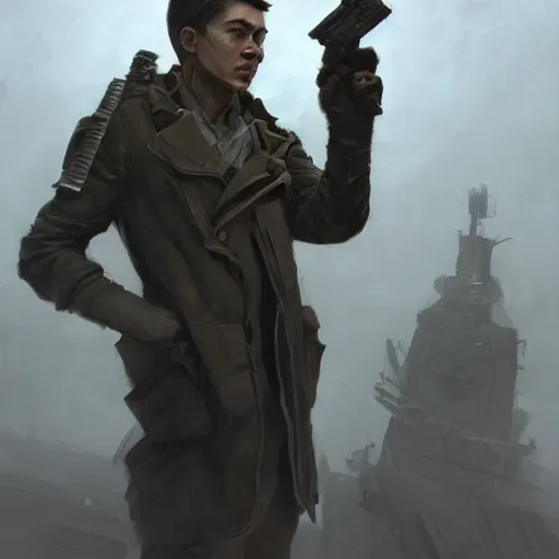 Prompt: a highly detailed epic cinematic concept art CG render digital painting artwork: a young man grotesquely morphs into a dieselpunk Soviet machine. By Greg Rutkowski, Ilya Kuvshinov, WLOP, Stanley Artgerm Lau, Ruan Jia and Fenghua Zhong, trending on ArtStation, subtle muted cinematic colors, made in Maya, Blender and Photoshop, octane render, excellent composition, cinematic atmosphere, dynamic dramatic cinematic lighting, precise correct anatomy, aesthetic, very inspirational, arthouse