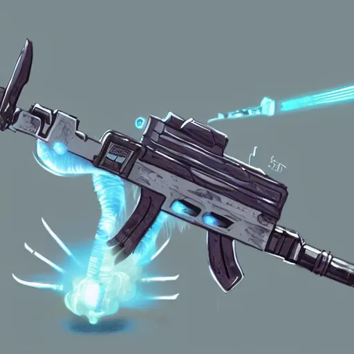 Prompt: Concept art of a sci-fi plasma rifle