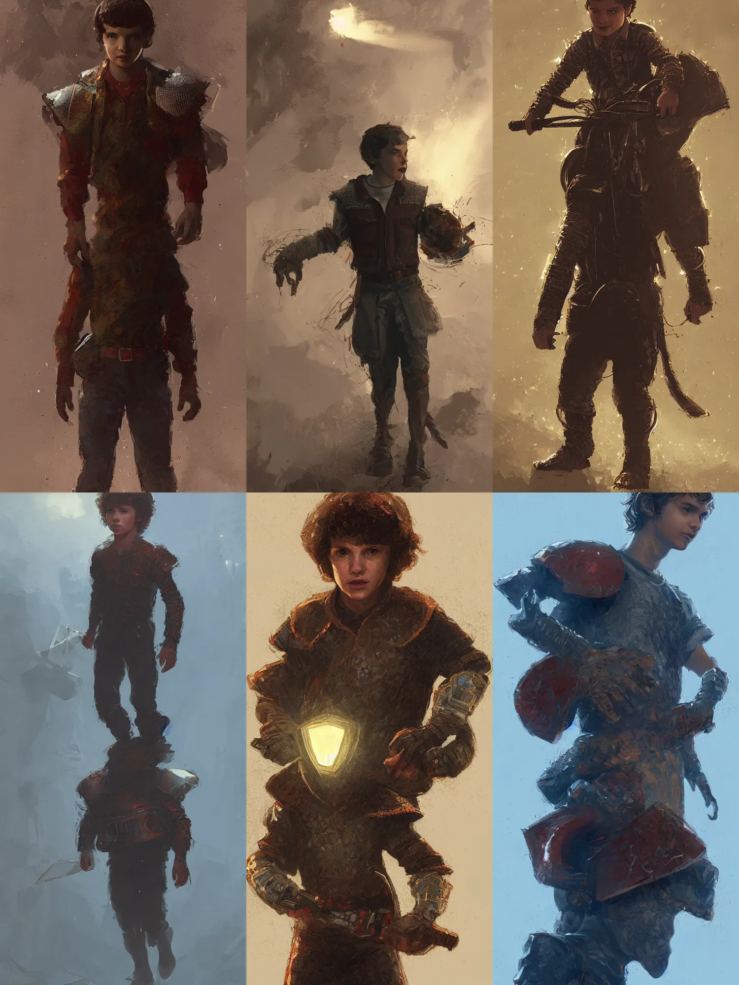 Prompt: eddy from stranger things season 4, wearing fantasy armor, by craig mullins, featured on artstation