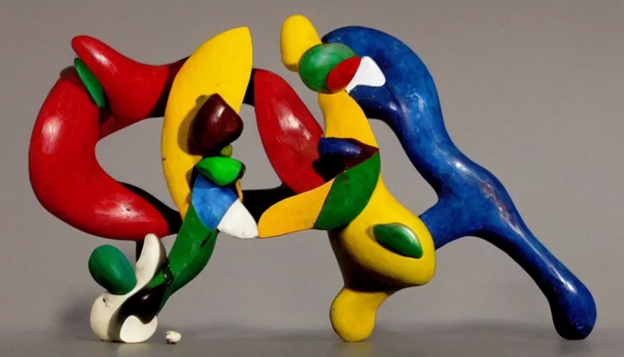 Prompt: capoeira, sculpture by joan miro