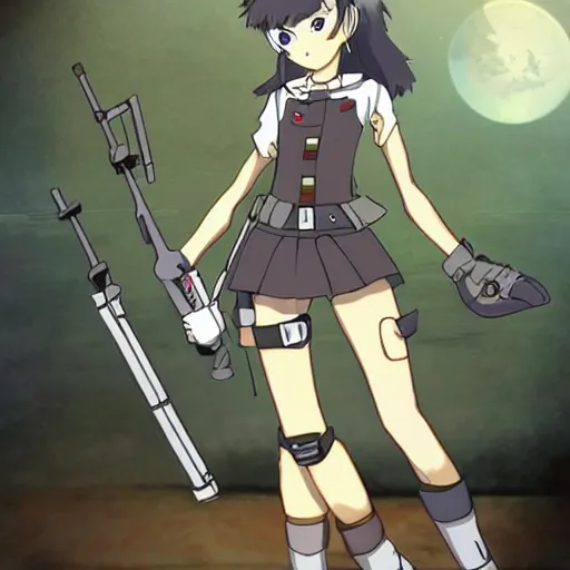 Image similar to an anime girl soldier, sci-fi, angry, anime by Studio Ghibli