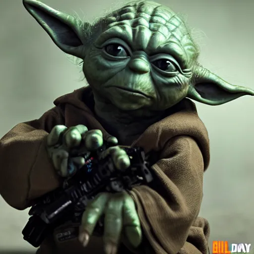 Image similar to Yoda in Call of Duty Black ops, highly detailed, high quality, HD, 4k, 8k, Canon 300mm, professional photographer, 40mp, lifelike, top-rated, award winning, realistic, sharp, no blur, edited, corrected, trending