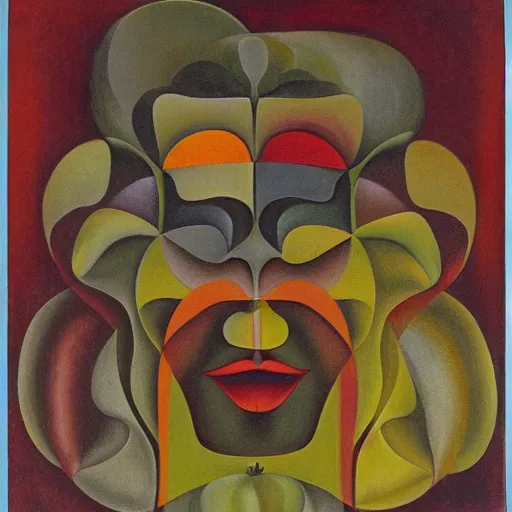 Image similar to floral face portrait by leonetto cappiello and wojciech siudmak and ernst fuchs, anni albers, oil on canvas