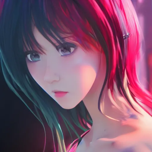 Prompt: photorealistic dramatic liquids anime girl render, detailed face, colorful, atmosphere cinematic, by wlop, by ilyu kuvshinov, soft shadows, be concept art, super detailed, vfx, houdini, 8 k, super realistic, ufotable studio art style, global illumination, trending in pixiv, dramatic color, ray tracing, god rays