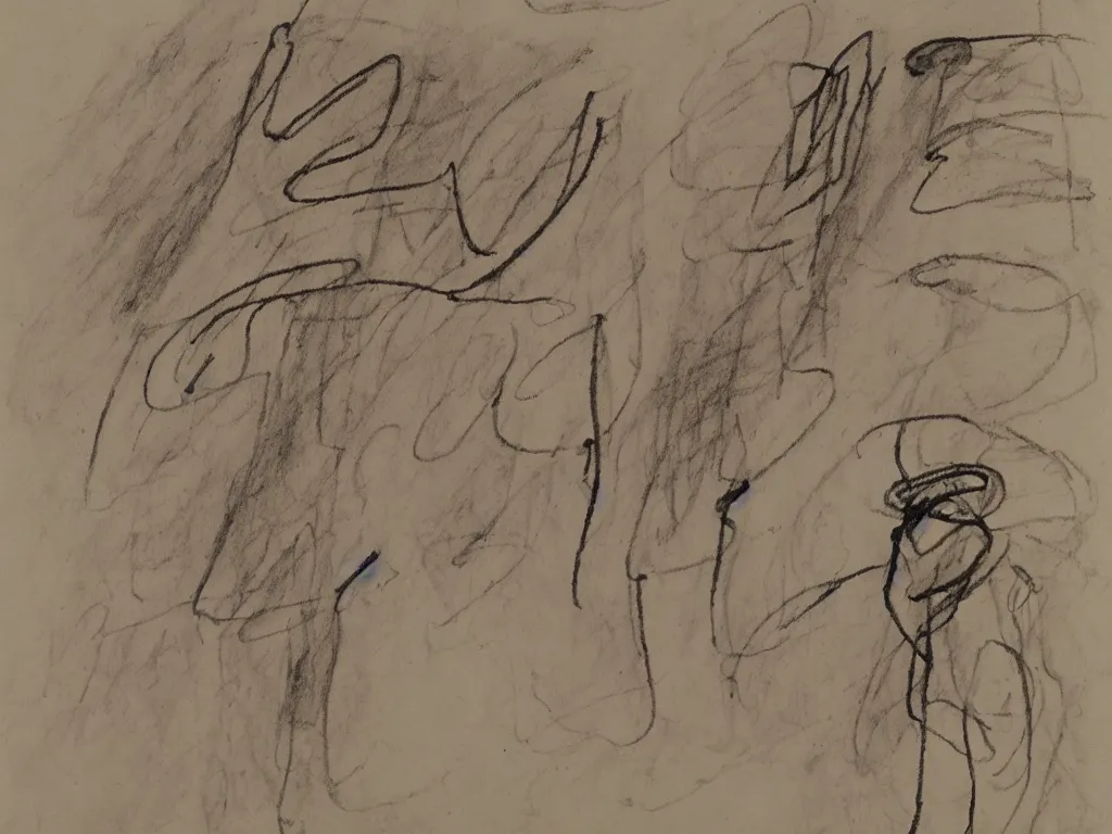 Image similar to child drawing by twombly with random verses from Allen Ginsberg