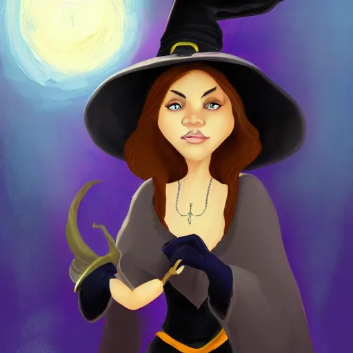 Image similar to a witch by disney, digital art