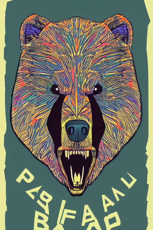 Image similar to portrait of a war bear, art by kiko rodriguez, sticker, colorful, illustration, highly detailed, simple, smooth and clean vector curves, no jagged lines, vector art, smooth