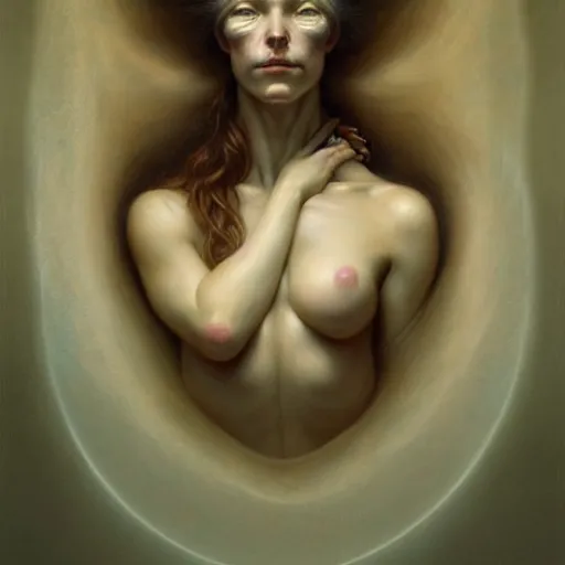 Image similar to woman tethered to a womb, in the style of peter mohrbacher by weta digital and beth cavener, high face symmetry, intricate, masterpiece, award winning, high face symmetry, intricate