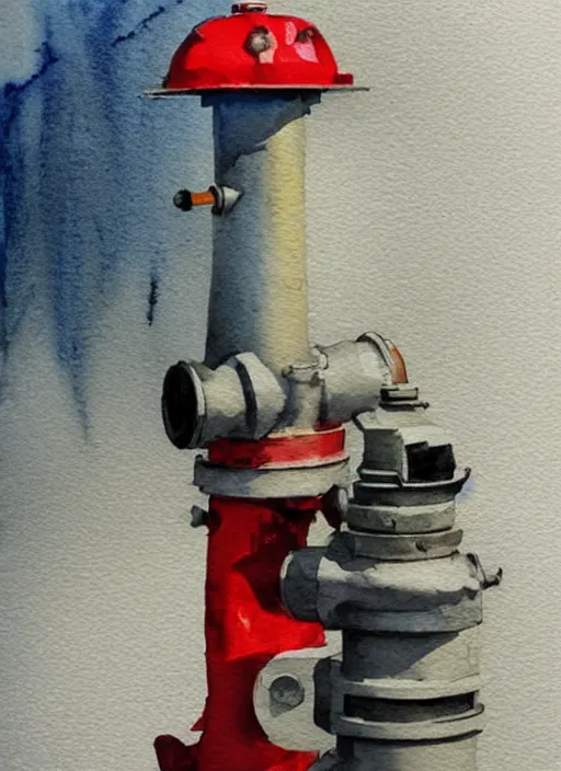 Image similar to concept art of a hydrant, pinterest, artstation trending, behance, watercolor, by coby whitmore, silver, laser light,