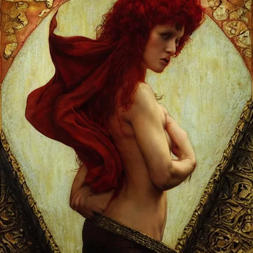 Prompt: the red dragon | highly detailed oil painting, hyperrealistic, very intrincate | cinematic lighting, award - winning | by roberto ferri, gustav klimt, william waterhouse and tom bagshaw | by austin osman spare and william blake, trending on artstation, cgsociety, official art, octane.