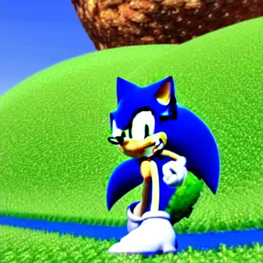 Prompt: sonic the hedgehog on pea planet