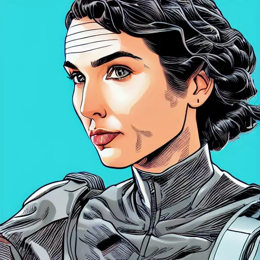 Image similar to portrait of gal gadot, by laurie greasley and james stokoe