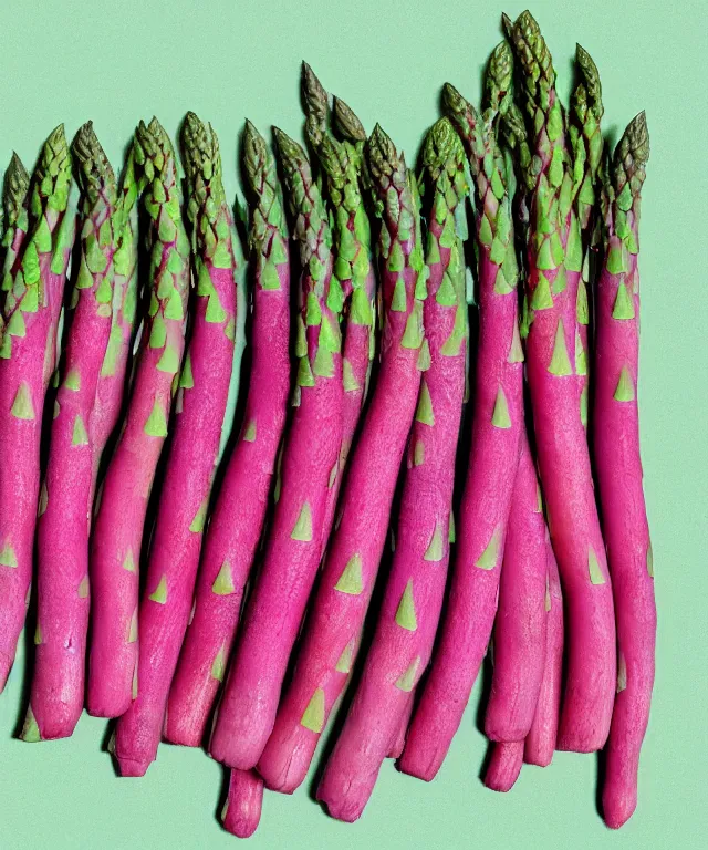 Image similar to pink asparagus, photorealistic