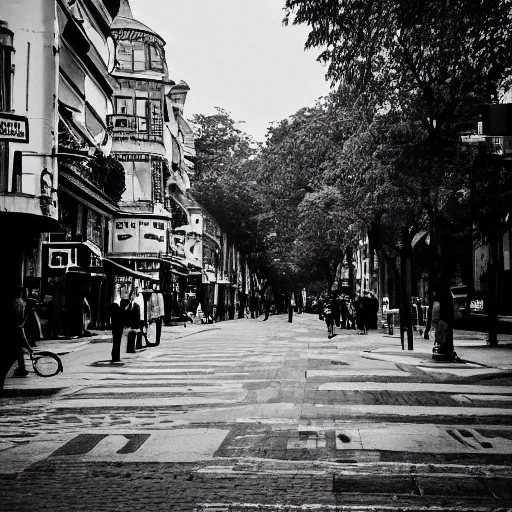 Prompt: black and white street photography on a moon