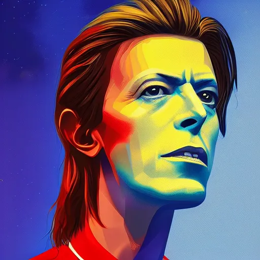 Prompt: david bowie portrait : alena aenami