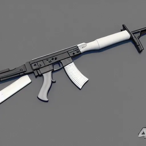 Image similar to Octane render of an AK-47 against a white background, 4k, ultra HD