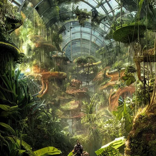 Image similar to epic, ultra detailed, hyper - real alien jungle by greg rutkowski and salvador dali inside salvador dali biodome, inspired by the movie matrix