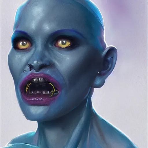 Image similar to portrait of a female Twi'lek by Greg Rutkowski, blue skin, she is about 30 years old, wearing black sith uniform, Star Wars Expanded Universe, highly detailed portrait, digital painting, artstation, concept art, smooth, sharp foccus ilustration, Artstation HQ