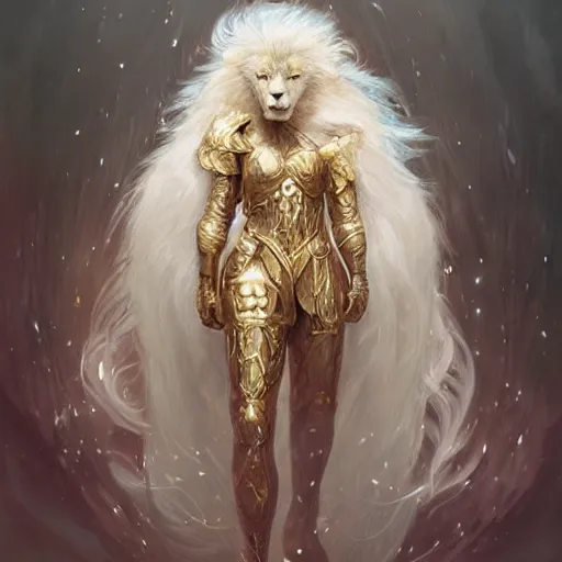 Image similar to a beautfiul award winning commission portrait of an anthro albino lion wearing diamond victorian armour,digital art,art by greg rutkowski,character design by charles bowater,photorealistic,ross tran,hyperdetailed,detailed face,fascinating,2021,western comic style