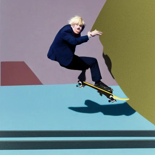 Prompt: boris johnson skateboarding the half pipe, photorealistic, velvia