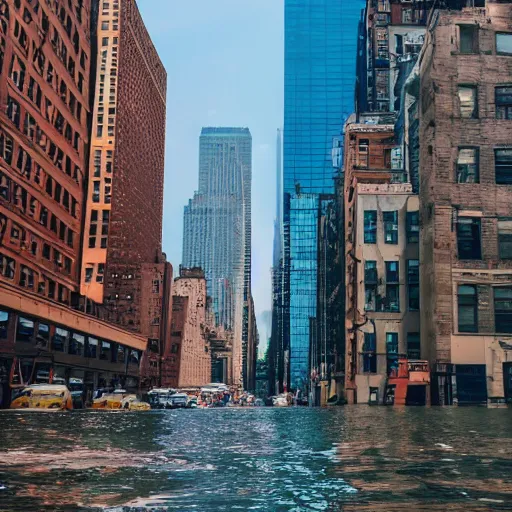 Prompt: new york city sinking into the ocean, photo, news, 4 k