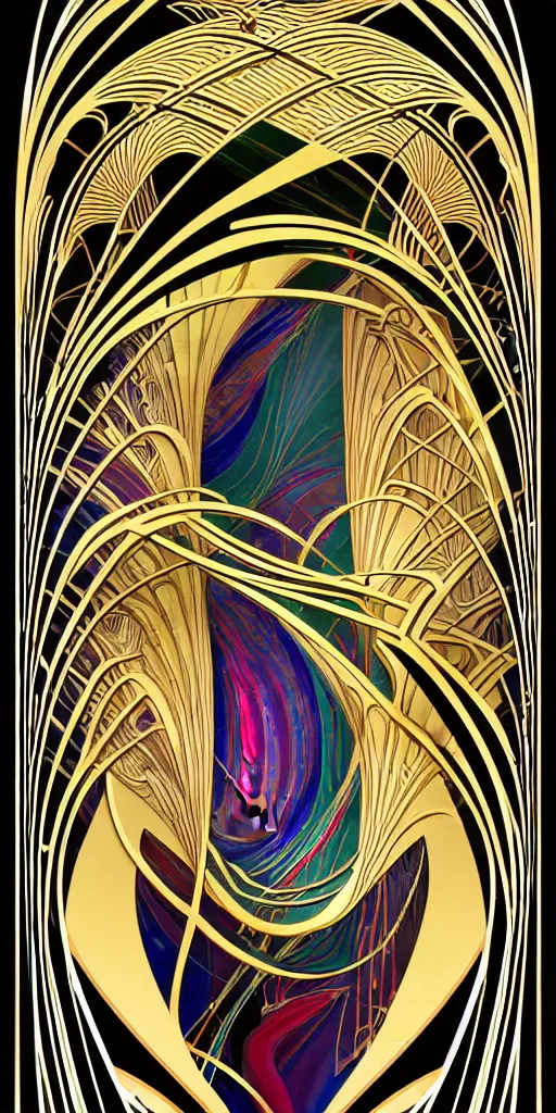 Prompt: the source of future growth dramatic, elaborate emotive Art nouveau styles to emphasise beauty as a transcendental, seamless pattern, symmetrical, large motifs, sistine chapel ceiling, 8k image, supersharp, spirals and swirls in Art Nouveau style, iridescent black and rainbow colors with gold accents, perfect symmetry, High Definition, sci-fi, Octane render in Maya and Houdini, light, shadows, reflections, photorealistic, masterpiece, smooth gradients, high contrast, 3D, no blur, sharp focus, photorealistic, insanely detailed and intricate, cinematic lighting, Octane render, epic scene, 8K