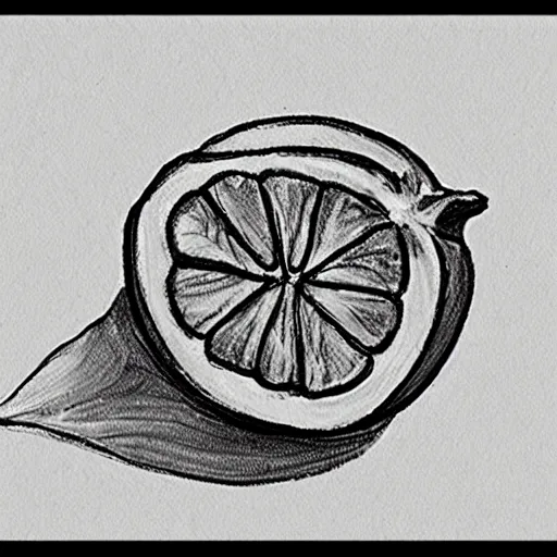 Image similar to professional liner sketch of a lemon