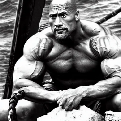 Image similar to Dwayne Johnson as a crusty sea captain