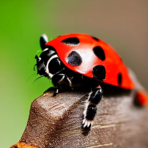 Image similar to a feline ladybug - cat - hybrid, animal photography