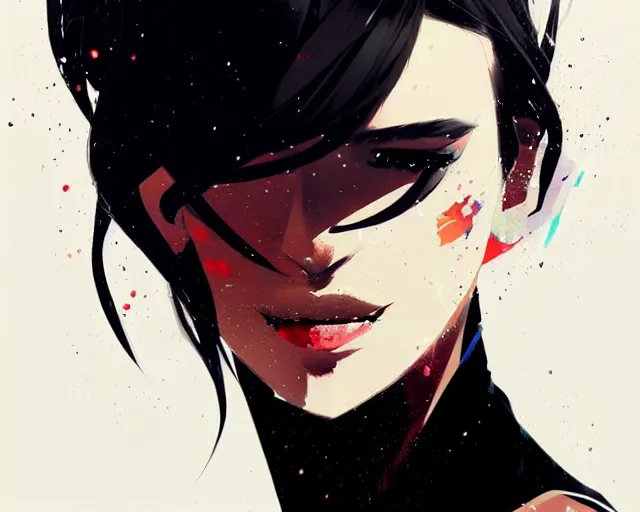 Image similar to a ultradetailed beautiful portrait panting of a stylish woman in a black dress, by conrad roset, greg rutkowski and makoto shinkai trending on artstation