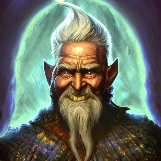 Image similar to bright, colorful, realistic, detailed from Elder Scrolls: Shivering isles concept art of The Mad God Sheogorath with a madsmile, Caucasian skin, combed white beard and combed white hair backlighting, kodachrome, high contrast, highly detailed, sharp focus, digital painting, concept art, illustration, trending on artstation, comic book by Alex Ross and Adam Adamowicz cover art