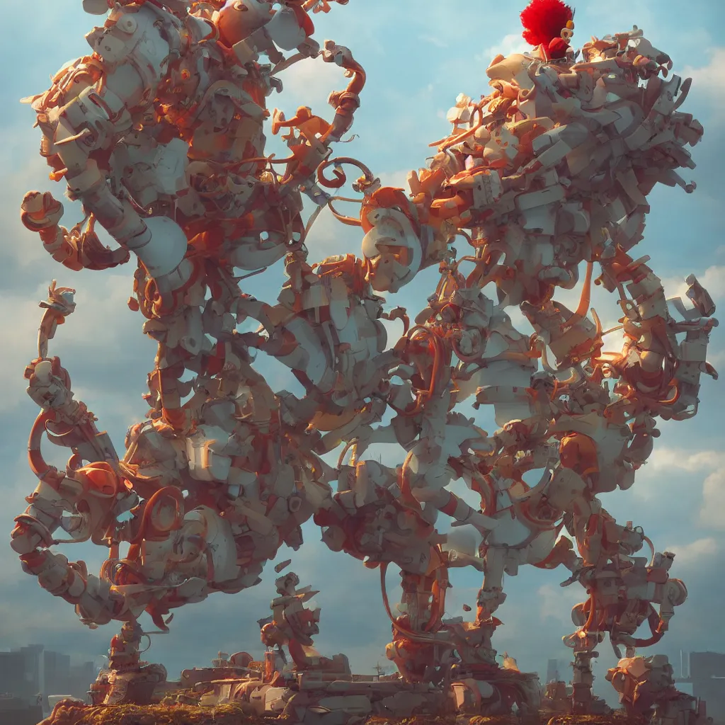 Prompt: ronald mcdonald statue in the world by beeple, darek zabrocki, tyler edlin, jordan grimmer, neil blevins, james paick, natasha tan, highly detailed, ultra detailed, ultra realistic, trending on artstation