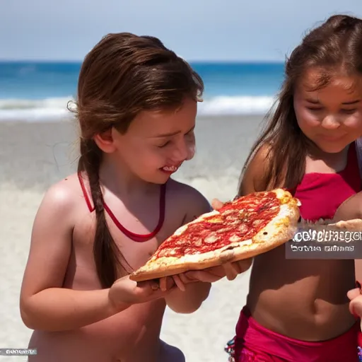 Prompt: Vampires enjoying a sunny day at the beach eating pizza, family beach photos, gettyimages, 500px