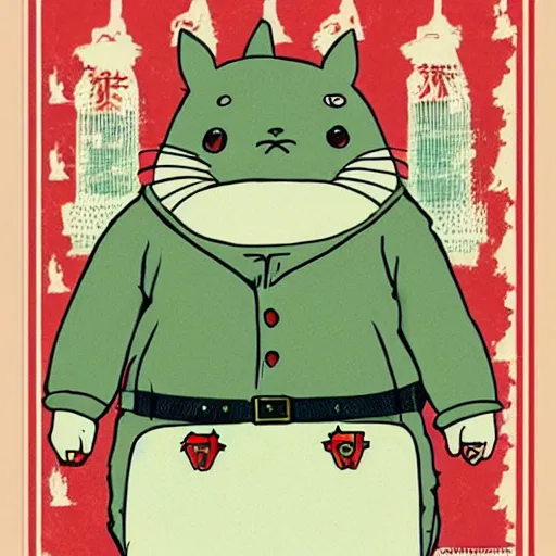 Prompt: very very very very very beautiful picture of communist russian Totoro,