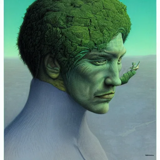 Image similar to dreamer with green clothes by wayne barlowe