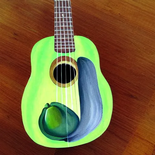 Image similar to avocado ukulele painted by o ’ keeffe