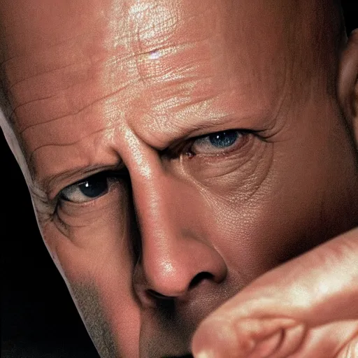 Image similar to Bruce Willis as samurai , heavy rain ,dramatic, intricate, highly detailed, smooth, sharp focus, film still, 8K