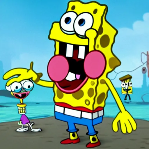 Prompt: spongebob as a cuphead ( 2017 videogame) character