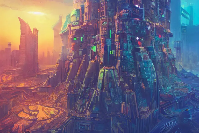 Prompt: futuristic city of manila, illustration painting, intricate, detailed illustration, hd, digital art, overdetailed art, concept art, complementing colors, detailed, illustration painting by leonardo da vinci, digital art, overdetailed art, concept art, complementing colors rendered by beeple, syd meade,