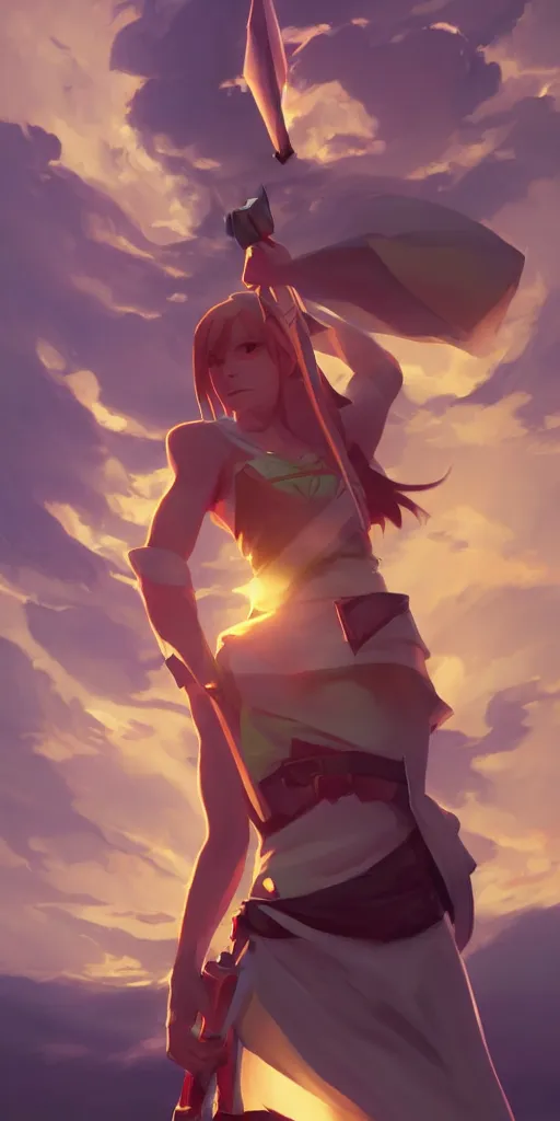 Image similar to Mallon from Zelda Ocarina of Time, beautiful,by Makoto Shinkai and Wojtek Fus, by studio trigger, rossdraws, dramatic lighting, reflective light