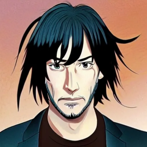 Image similar to Keanu Reeves anime style