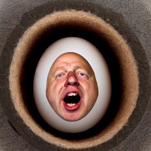 Prompt: boris johnson inside an egg, 3 5 mm photography
