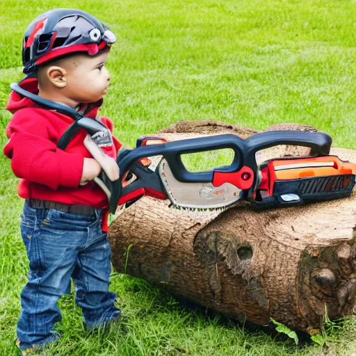 Image similar to Advertising photo of Baby's First Chainsaw.