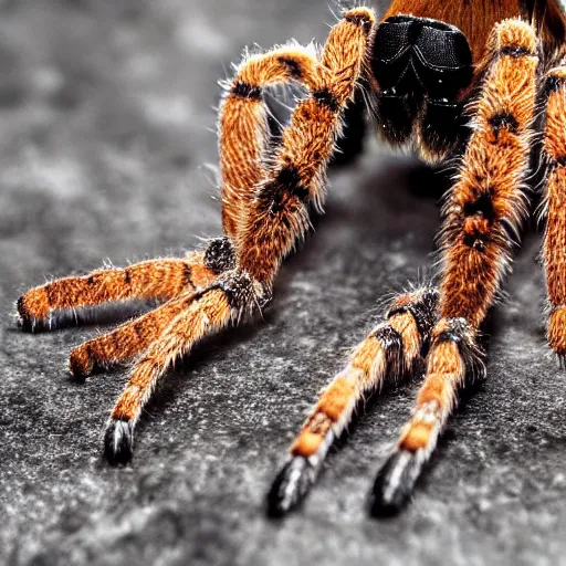 Image similar to a tarantula wearing high heels under her feet, detailed, intricate, realistic, hdr, 8 k