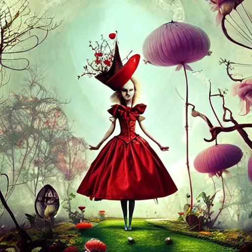 Image similar to alice in wonderland, by ray caesar and vincent callebaut and sandra chevrier, trending on artstation hq, deviantart, pinterest, 4 k uhd image