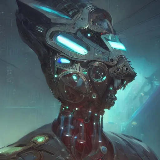 Image similar to a portrait of a sinister cybernetic horsemen of the apocalypse, cyberpunk concept art by pete mohrbacher and seb mckinnon and beksinski and josan gonzales, digital art, highly detailed, intricate, sci-fi, sharp focus, Trending on Artstation HQ, deviantart, unreal engine 5, 4K UHD image